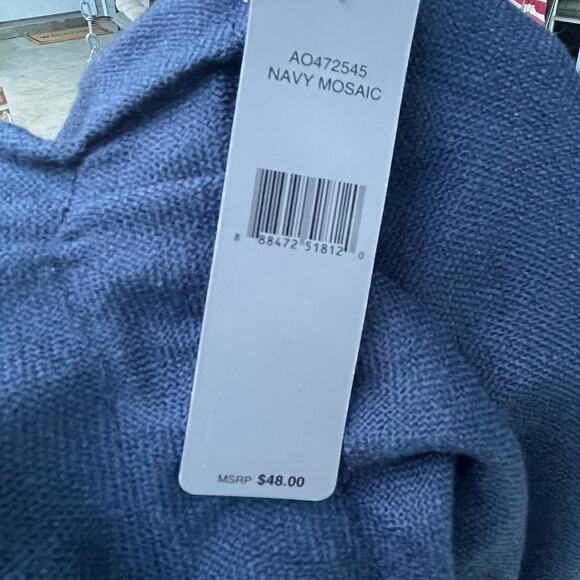 Accessory Street Acrylic Color Blocked Toggle Closure Ruana Poncho Navy - Picture 5 of 5